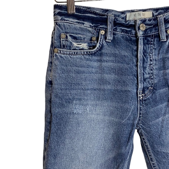 We The Free Free People Medium Blue Wash Cropped Folded Hem Distressed Jeans 25 - Picture 6 of 16
